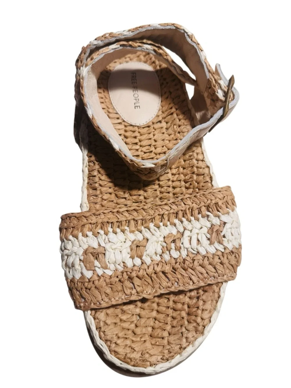 Free People Roma Raffia Sandals Size 9 Woven Platform Ankle Strap Boho Summer - Picture 11 of 11